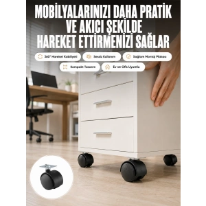 Kilitsiz 4 Cm Tekerlek Ayak 4’lü Set Sessiz Ve Dayanıklı