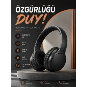 Kulak Üstü Bluetooth Kulaklık Ayarlanabiilir Uzun Pil Ömrü Kablosuz 5.0 Bluetooth
