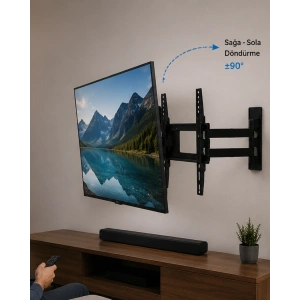 Lcd Led Tv Duvar Aparatı Çift Kollu Hareketli Askı Sistemi