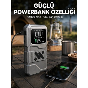 Led Işıklı Akü Takviye Ve Lastik Şişirme Cihazı