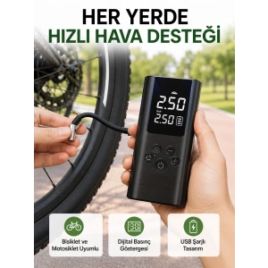 Led Işıklı Dijital Hava Pompası Araba Bisiklet Uyumlu