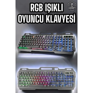 Led Işıklı Oyuncu Klavye Usb Girişli Rgb Işıklı Q Klavye Mouse Hediyeli