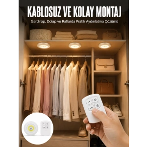 Led Lamba 3lü Uzaktan Kumandalı Yapışkanlı Beyaz Işık (kopya)
