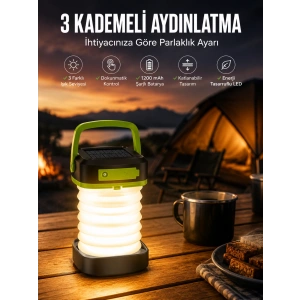 Led Lamba Kamp Lambası Hafif Taşınabilir Şarj Süreli Akordeon El Fenerli