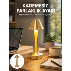 Led Masa Lambası 3 Renk Ayarlı Şarjlı Kablosuz Modern Tasarım Yeni Nesil