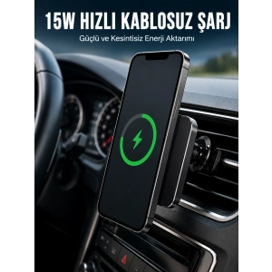 Manyetik Kablosuz Araç Şarj Cihazı 15w Magsafe Araç İçi Telefon Tutucu