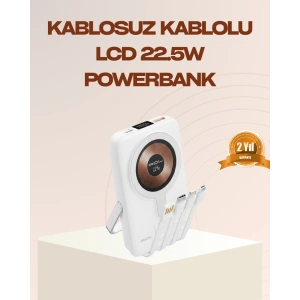 Manyetik Kablosuz Powerbank 22.5w Hızlı Şarj Lcd Ekranlı