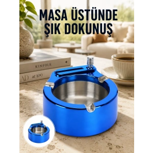 Masa Üstü Çakmaklı Küllük Paslanmaz Metal Gövde Yeni Nesil