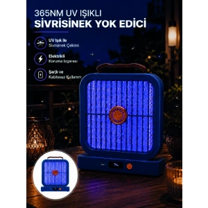 Masaüstü Şarjlı Elektrikli Sinek Öldürücü Uv Teknolojili Mavi Cihaz