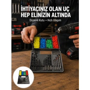 Matkap Ucu Seti 24 Parça Organizer Kutulu Ahşap Metal Beton Uyumlu Yeni Nesil
