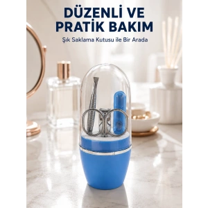 Mavi Tırnak Bakım Seti Çok Amaçlı Manikür Pedikür Kiti