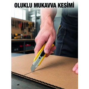 Metal Gövdeli 5’li Falçata Seti Profesyonel Maket Bıçağı Karton Koli  Kesici
