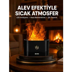 Kumandalı Alev Görünümlü Led Hava Nemlendirici Buhar Makinesi Yeni Nesil