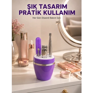 Mor Manikür Pedikür Seti Taşınabilir Kişisel Bakım Kiti