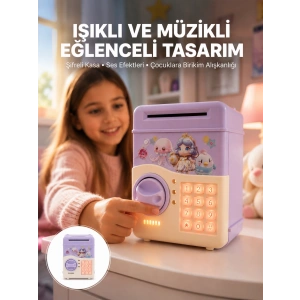 Mor Otomatik Para Girişli Elektronik Şifreli Kumbara
