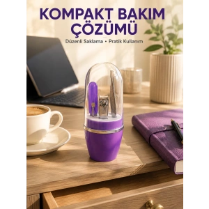 Mor Tırnak Bakım Seti Cımbız Makas Törpü Ve Tırnak Makası