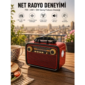 Müzik Kutusu Bluetooth Bağlantılı El Fenerli Nostaljik Tasarım Radyo