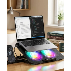 Notebook Soğutucu Stand Rgb Aydınlatmalı İki Fanlı Laptop Altlığı