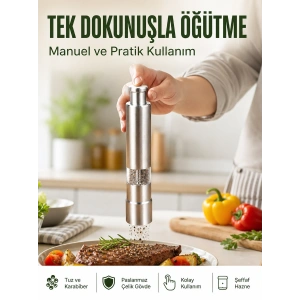 Orta Boy Kararbiber Ve Tuz Öğütücü – Kolay Kullanım, Şık Tasarım Yeni Nesil