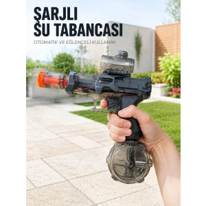 Otomatik Su Tabancası Şarjlı Led Işıklı Basınçlı Su Püskürtmeli Oyuncak