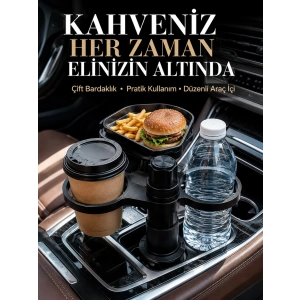 Otomobil İçin Çift Bardak Tutucu Ve Çok Amaçlı Organizer