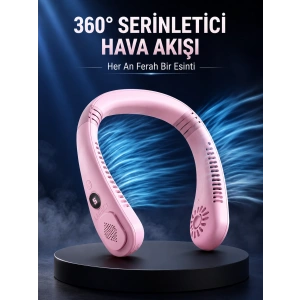Pembe Boyun Fanı Kablosuz Taşınabilir Sessiz Çalışan Kişisel Serinletici Fan