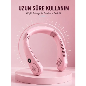 Pembe Boyun Fanı Sessiz Çalışan Usb Şarjlı Taşınabilir Kişisel Serinletici