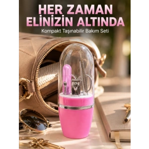 Pembe Manikür Pedikür Bakım Seti Cımbız Tırnak Makası Makas Törpü