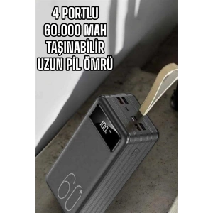 Powerbank 60.000 Mah Dijital Göstergeli 4 Portlu Taşınabilir
