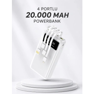 Powerbank Şarj Cihazı 4 Çıkışlı 20.000 Mah Powerbank Kompakt Yüksek Kapasiteli Hızlı Şarj