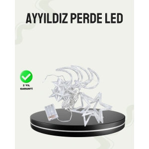 Prizli Yıldız Ay Perde Led Işık Ev Ve Organizasyon Dekoru