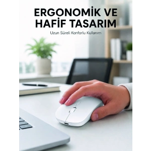 Profesyonel Kablosuz Bluetooth Mouse Çift Modlu Şarjlı Ergonomik Fare