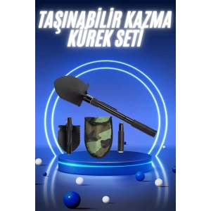 Pusulalı Katlanabilir Kazma Kürek Kamp Seti Kamp Küreği Portatif Çantalı