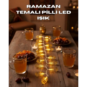 Ramazan Işıkları Pilli Altın Fener Tasarımlı Dekoratif Led Aydınlatma