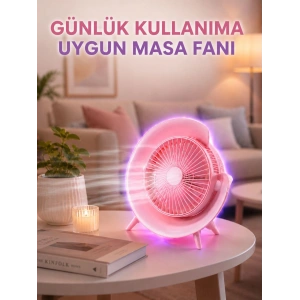 Renkli Ambiyans Işıklı Taşınabilir Masaüstü Vantilatör