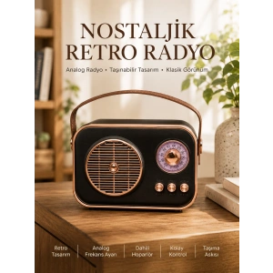 Retro Tarz Kablosuz Radyo – Bluetooth, Usb Ve Tf Kart Girişli