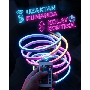 Rgb Akıllı Led Neon Şerit Işık 3 Metre Uzaktan Kumandalı Ve Telefon Kontrollü Renkli Aydınlatma