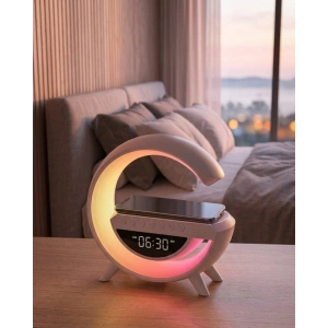 Rgb Gece Lambalı Kablosuz Şarj Cihazlı Bluetooth Hoparlör Dijital Saat
