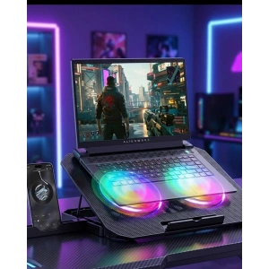 Rgb Işıklı Laptop Soğutucu Stand Çift Fanlı Sessiz Çalışan Ayarlanabilir