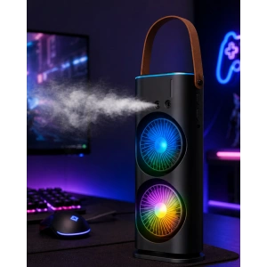 Rgb Işıklı Spreyli Masa Fanı Çift Motorlu Güçlü Üflemeli Taşınabilir Fan