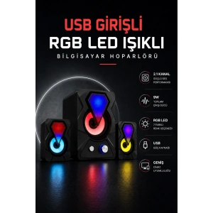 Rgb Led Aydınlatmalı Usb Bilgisayar Oyun Hoparlörü