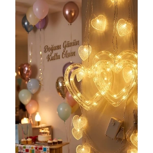 Romantik Kalp Led Işık Neon Görünümlü Dekoratif Oda Lambası