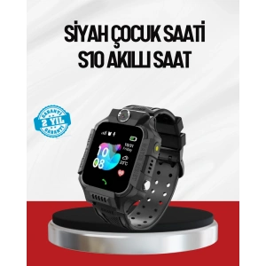 S10 Akıllı Çocuk Saati Siyah Model Çift Yönlü Konuşma Ve Sos