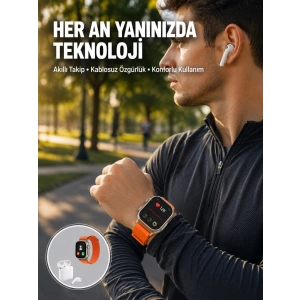 S8 Ultra Akıllı Saat Ve Bluetooth Kablosuz Kulaklık 2’li Set Yeni Nesil