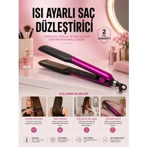 Saç Düzleştirici Isı Ayarlı Seramik Kaplama Döner Kablo Yıpranma Karşıtı