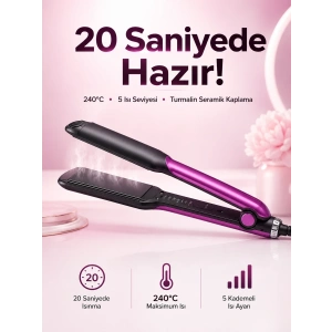Saç Düzleştirici Isı Ayarlı Seramik Kaplama Döner Kablo Yıpranma Karşıtı