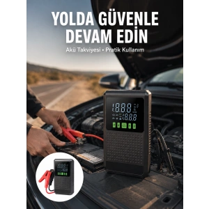 Şarjlı Araç Akü Takviyeli Hava Pompası Powerbank Özellikli Yeni Nesil