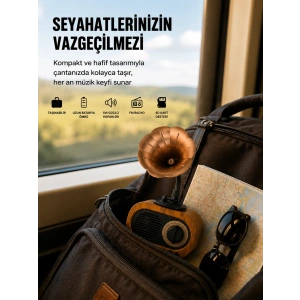 Şarjlı Mini Retro Radyo Bluetooth Hoparlör Çoklu Bağlantı Seçenekli Yeni Nesil