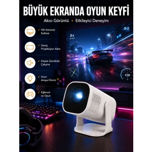 Şarjlı Projeksiyon Oyun Sinema Projektörü 4k Hd Görüntü Kaliteli Yeni Nesil