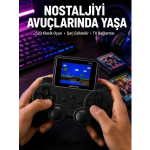 Şarjlı Retro Gamepad Oyun Konsolu 520 Oyunlu Tv Çıkışlı El Konsolu